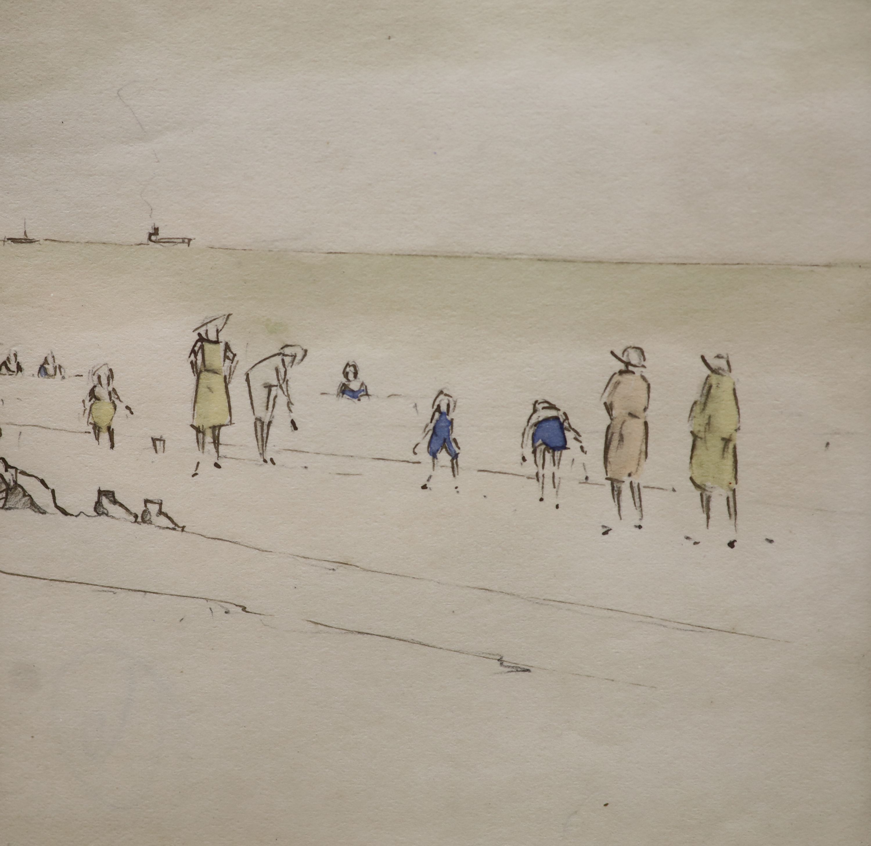 Cecil Howard Lay (1885-1956), two watercolour drawings, Yarmouth Beach, Fry Gallery label verso, 11 x 10cm
